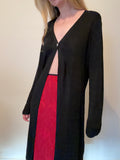 Black longline cardigan with pearl button