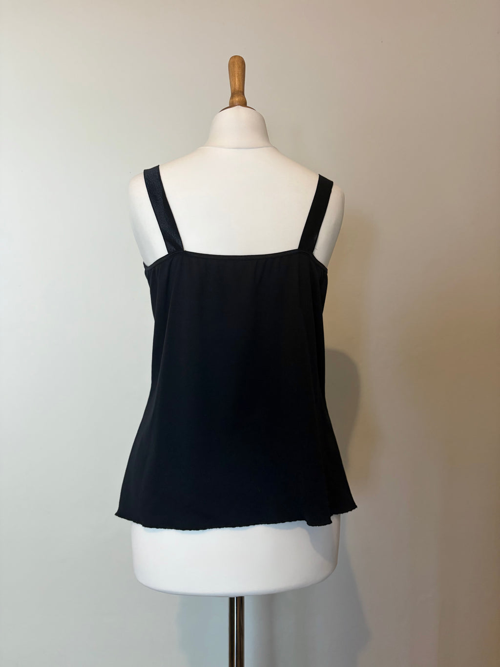 Black camisole top with sheer detail