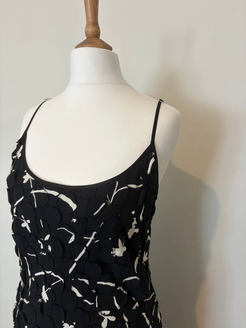 Black and white dress with corsage