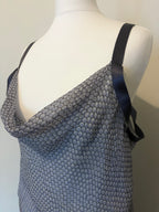 Silk ribbon detail grey dress