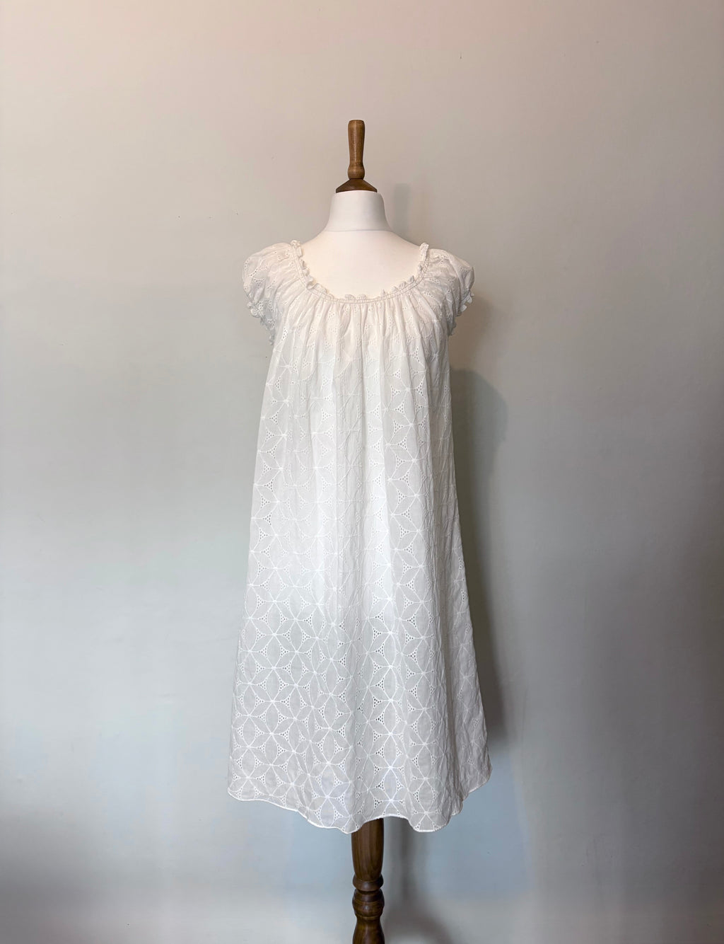 White cotton broderie anglaise dress