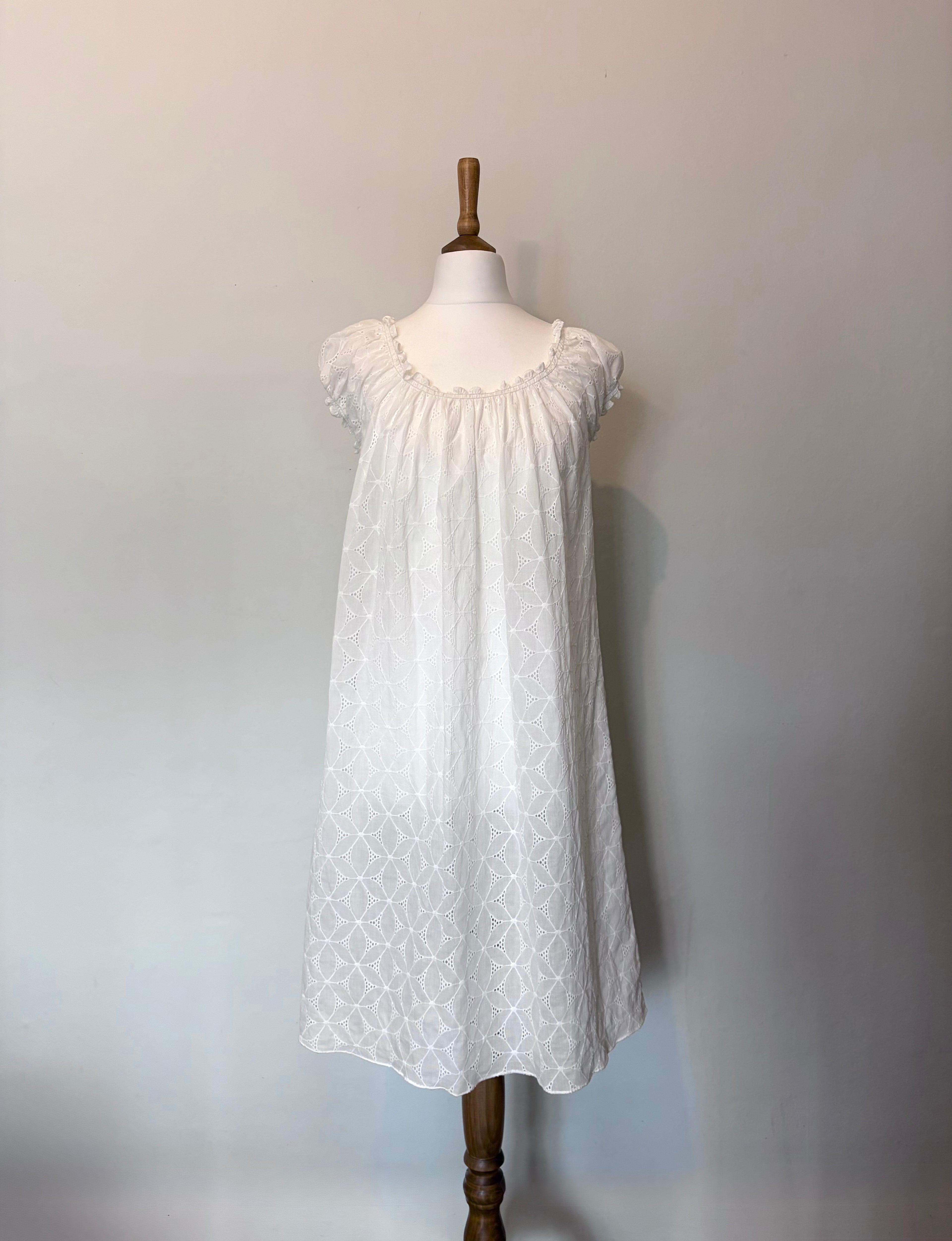 White cotton broderie anglaise dress