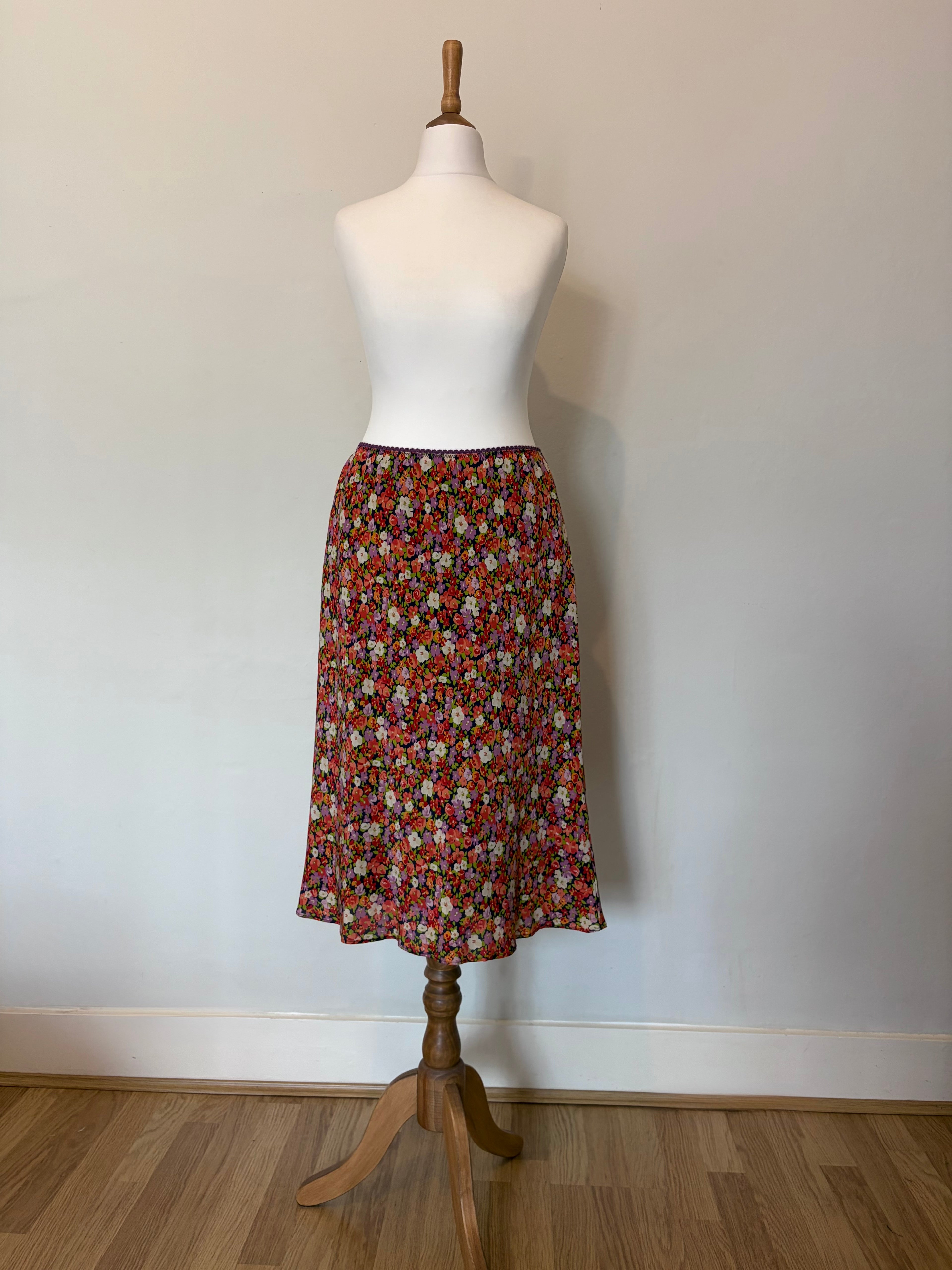 100% silk floral skirt