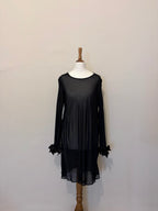 Black mini dress with bow sleeve details