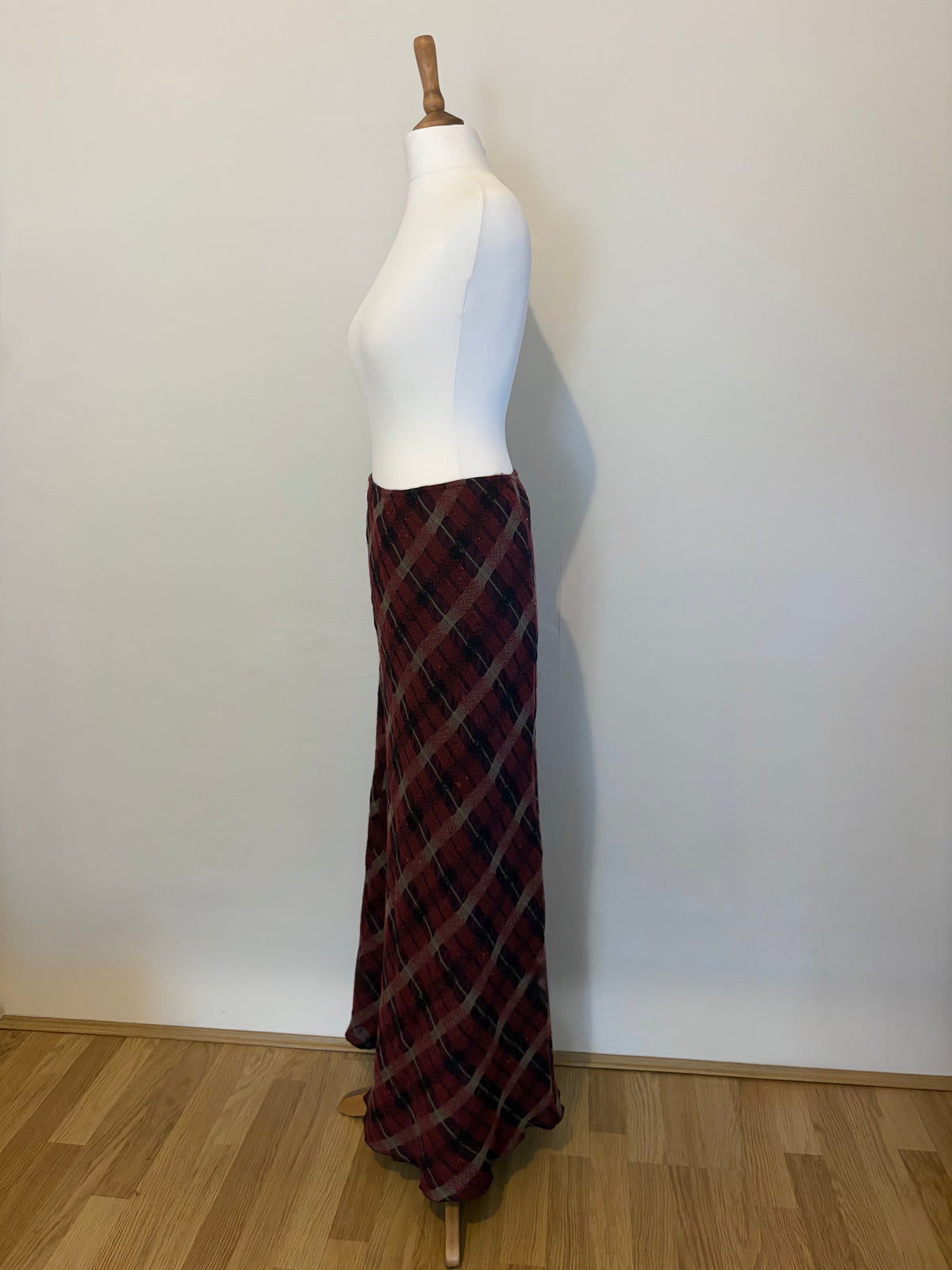 Wool plaid maxi skirt