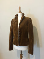 Brown button-up velvet jacket