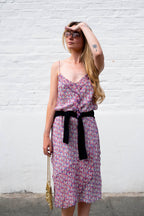 100% silk dress with ruffle detail
