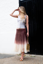 Ombre pleated midi skirt