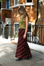 Wool plaid maxi skirt
