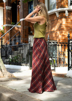 Wool plaid maxi skirt