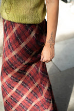 Wool plaid maxi skirt
