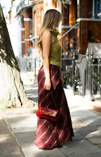 Wool plaid maxi skirt