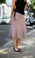 100% Silk floral wrap skirt