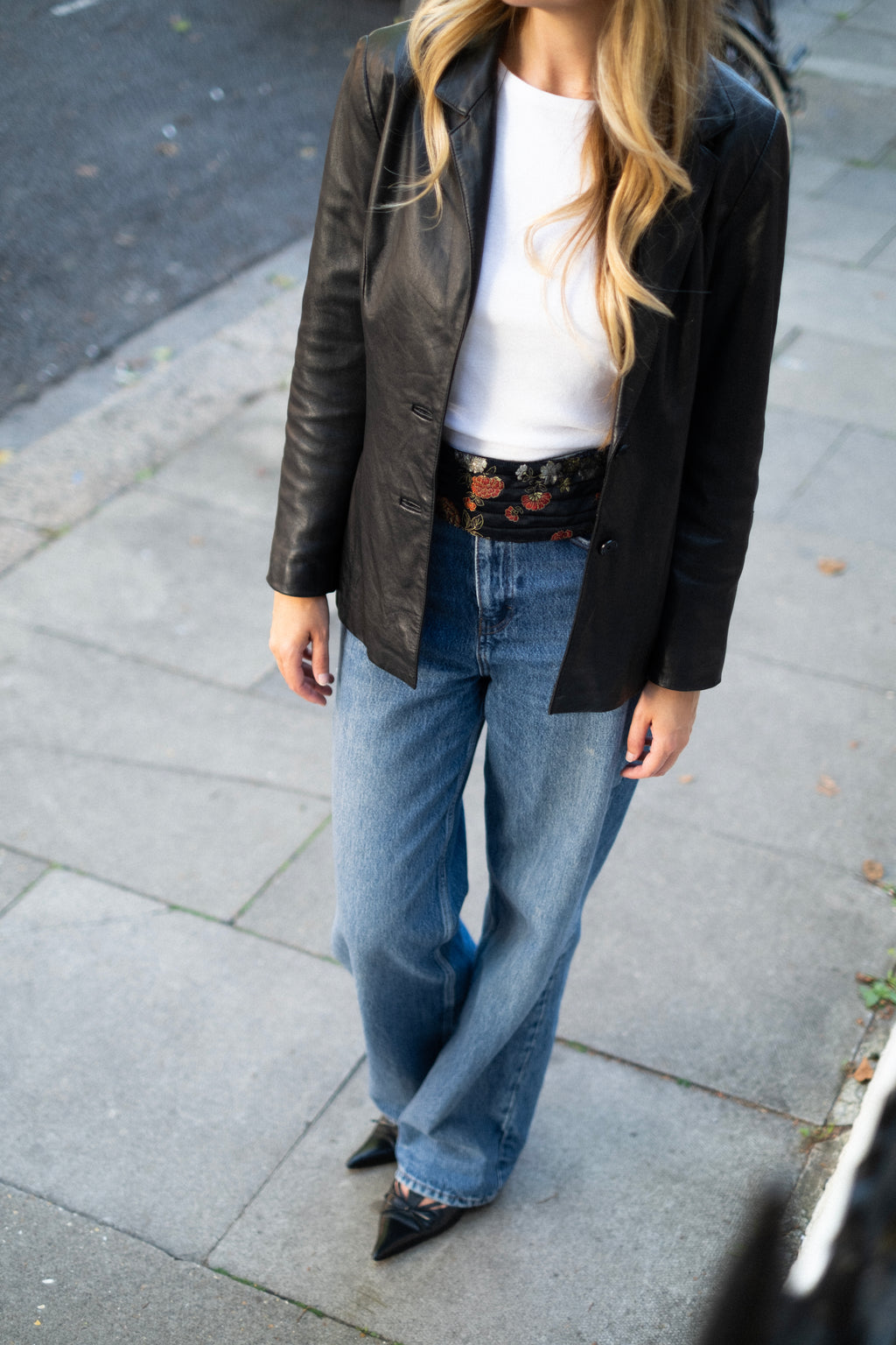 Black 90s leather blazer