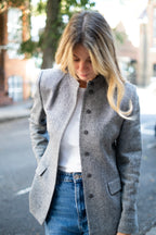 Grey wool-blend tailored jacket