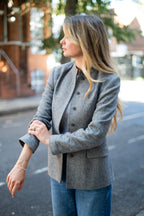 Grey wool-blend tailored jacket