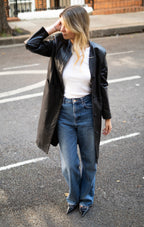 2000s long leather coat