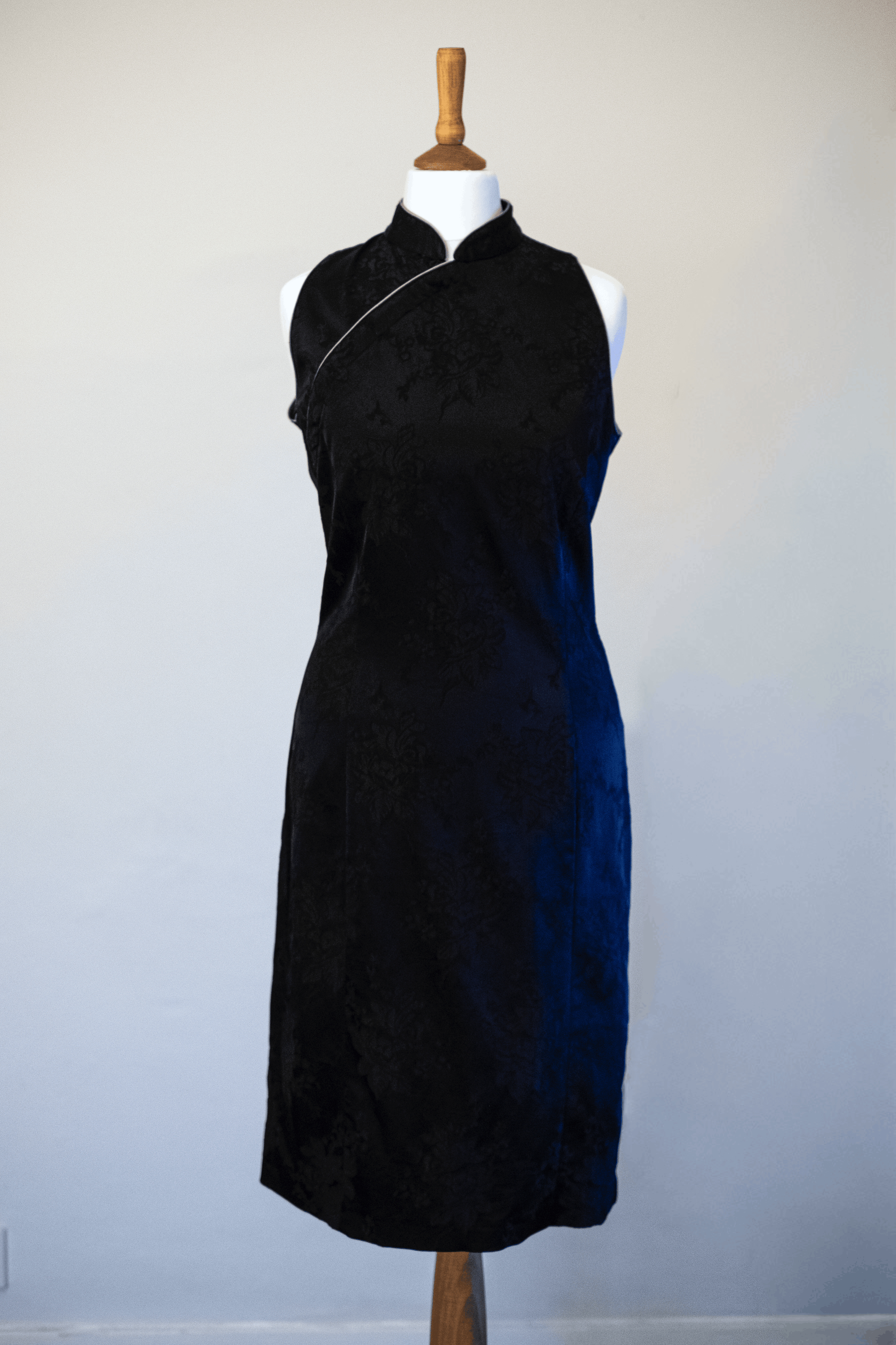 Mandarin collar black dress