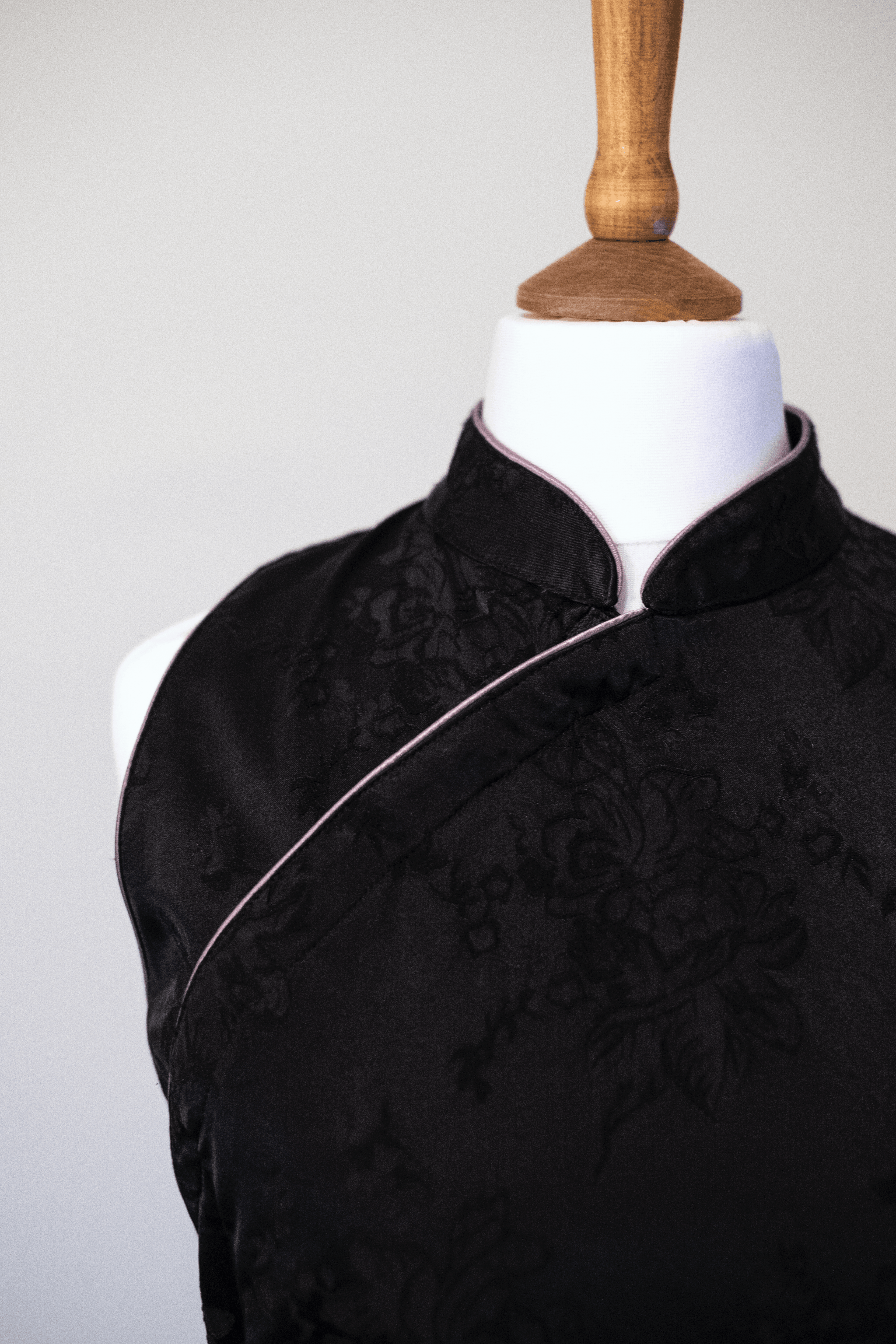 Mandarin collar black dress