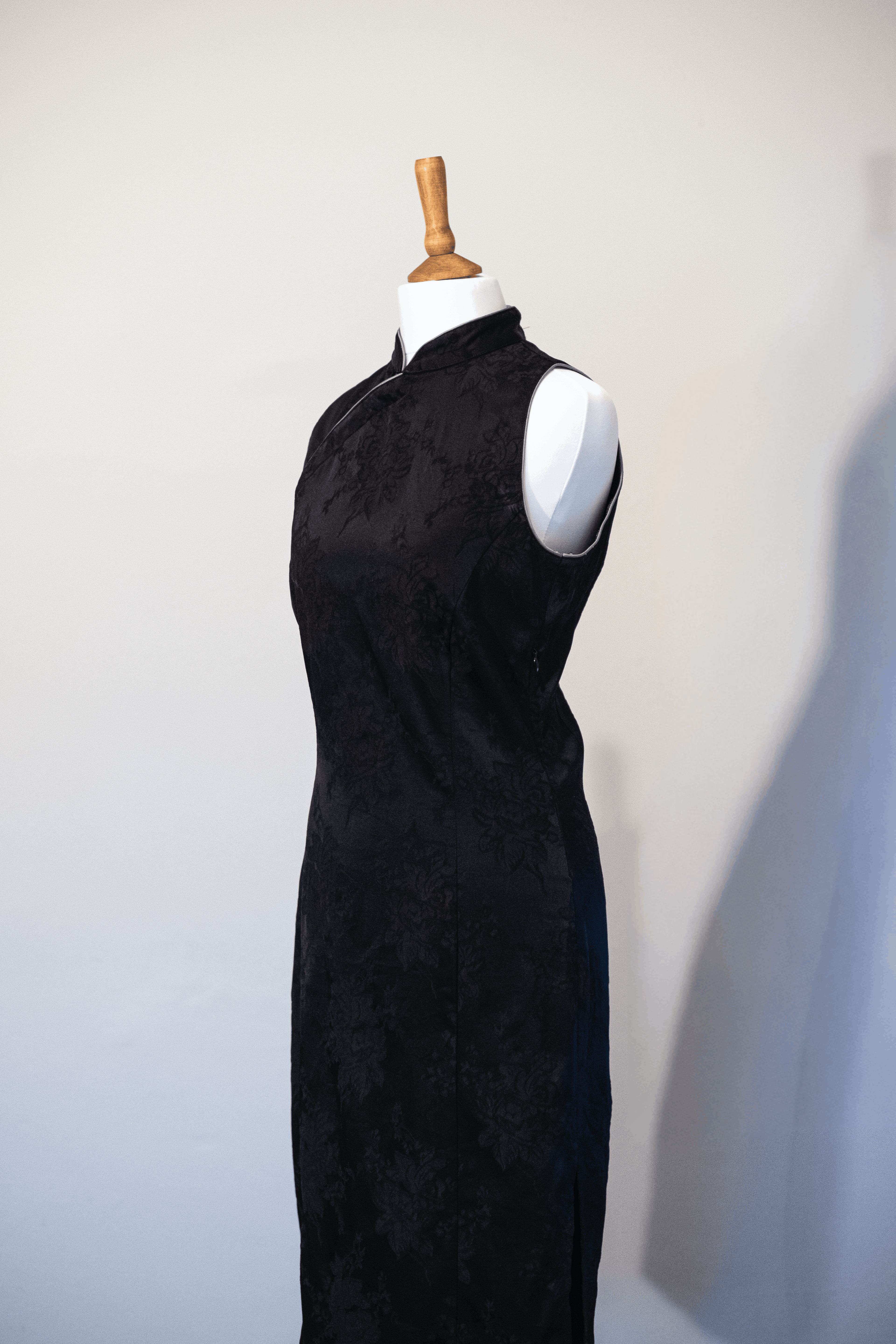 Mandarin collar black dress