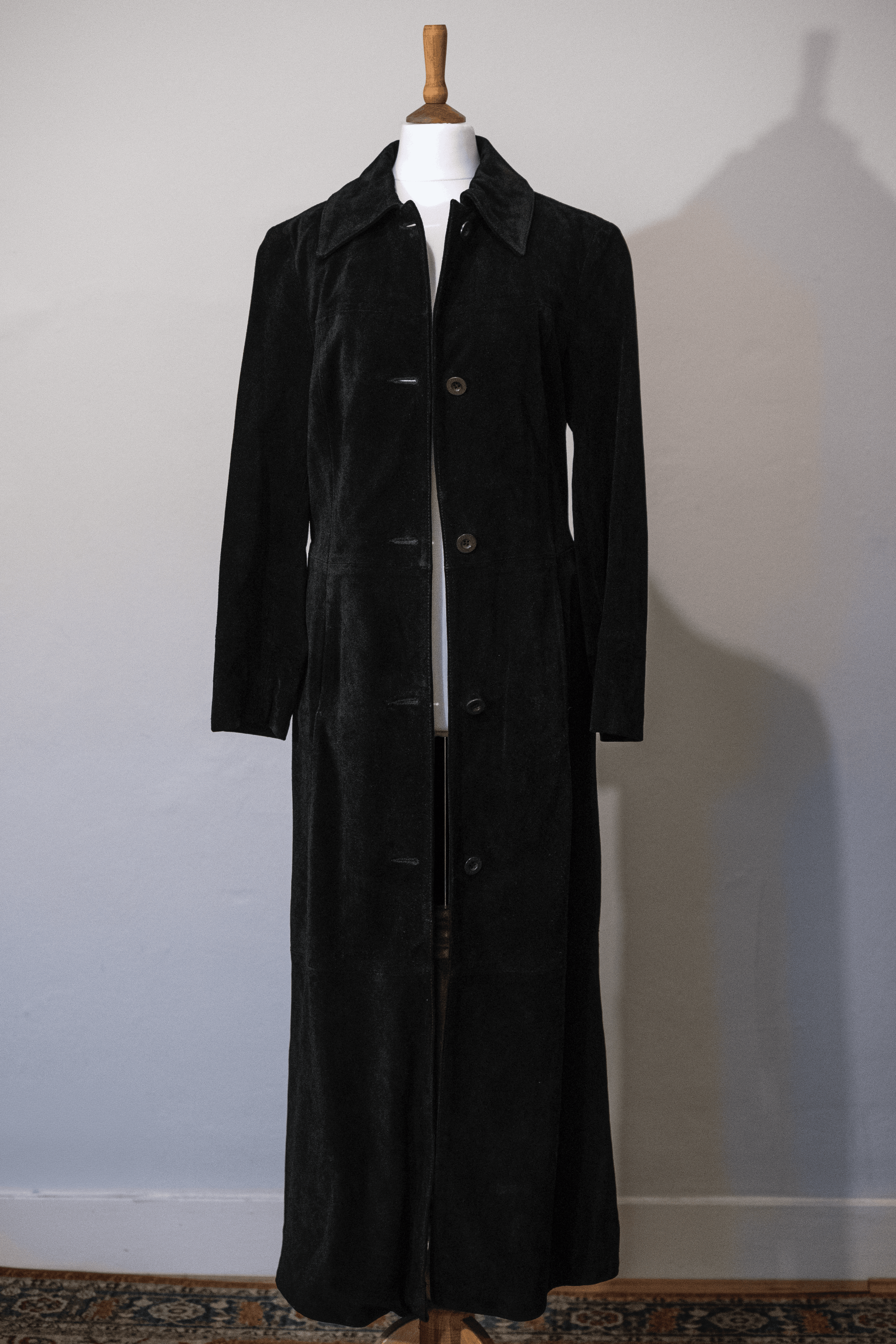 Sisley suede black maxi coat