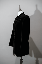 Black velvet jacket with covered buttons