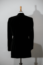 Black velvet jacket with covered buttons