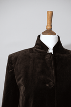Brown velvet jacket with peekaboo cuffs