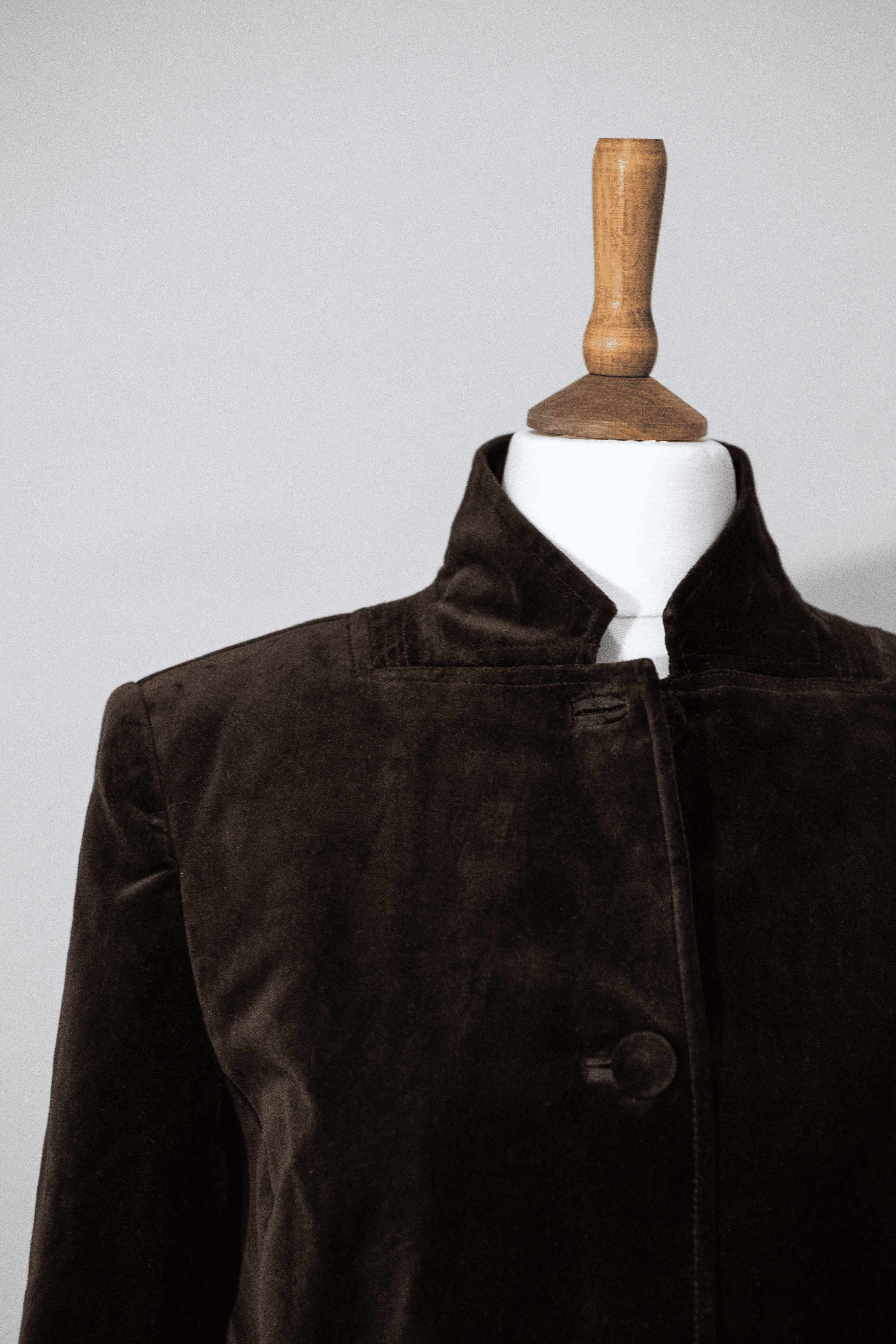 Brown velvet jacket with peekaboo cuffs