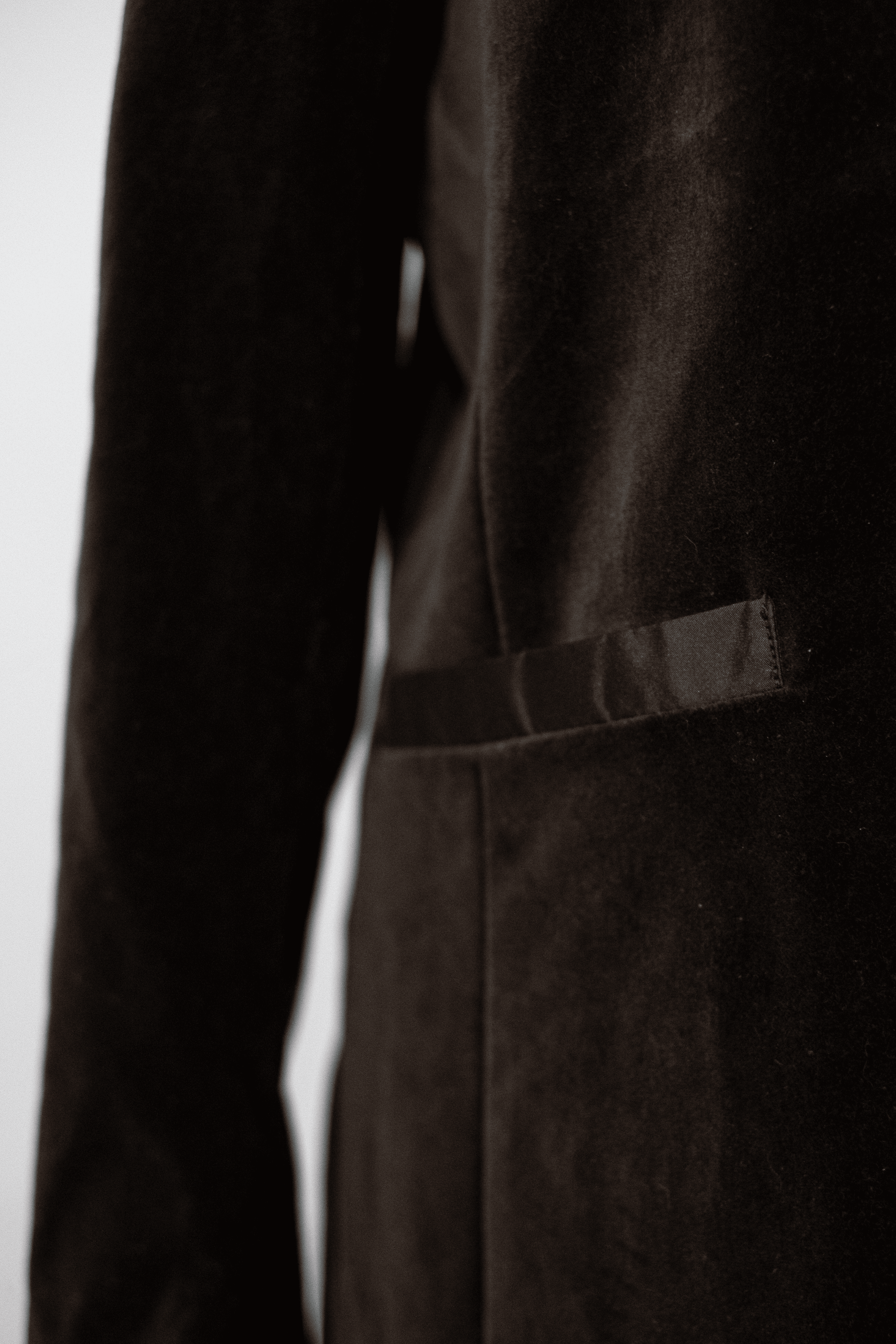 Brown velvet jacket with peekaboo cuffs