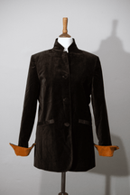 Brown velvet jacket with peekaboo cuffs