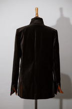 Brown velvet jacket with peekaboo cuffs