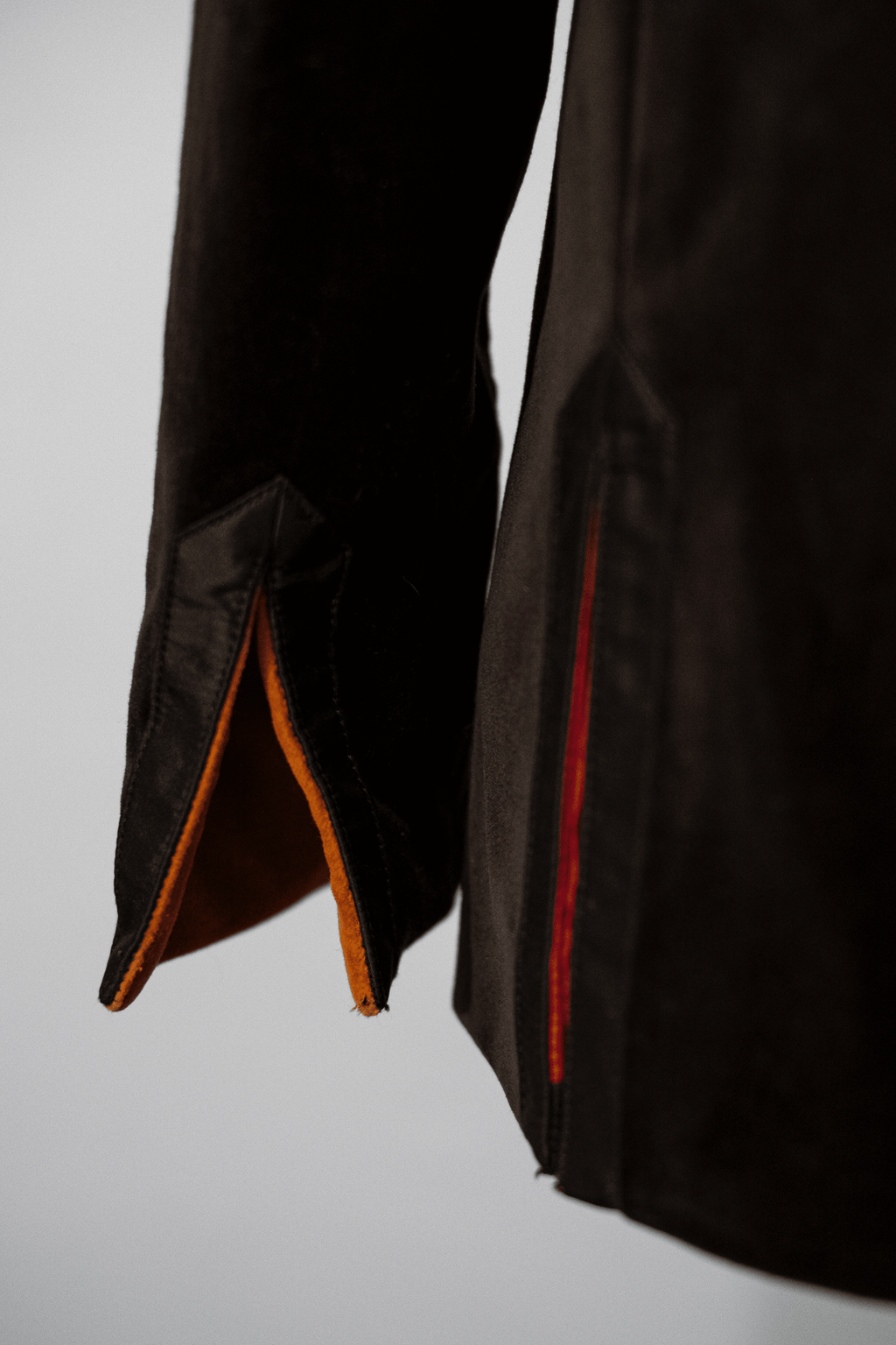 Brown velvet jacket with peekaboo cuffs