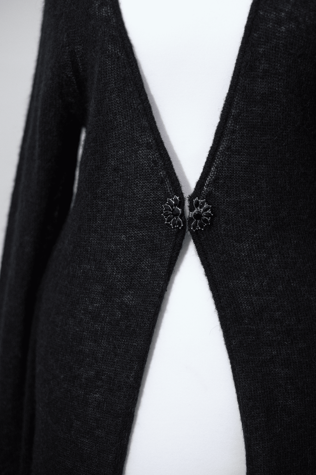 Maxi cardigan with jewelled clasp detail