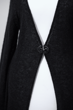 Maxi cardigan with jewelled clasp detail