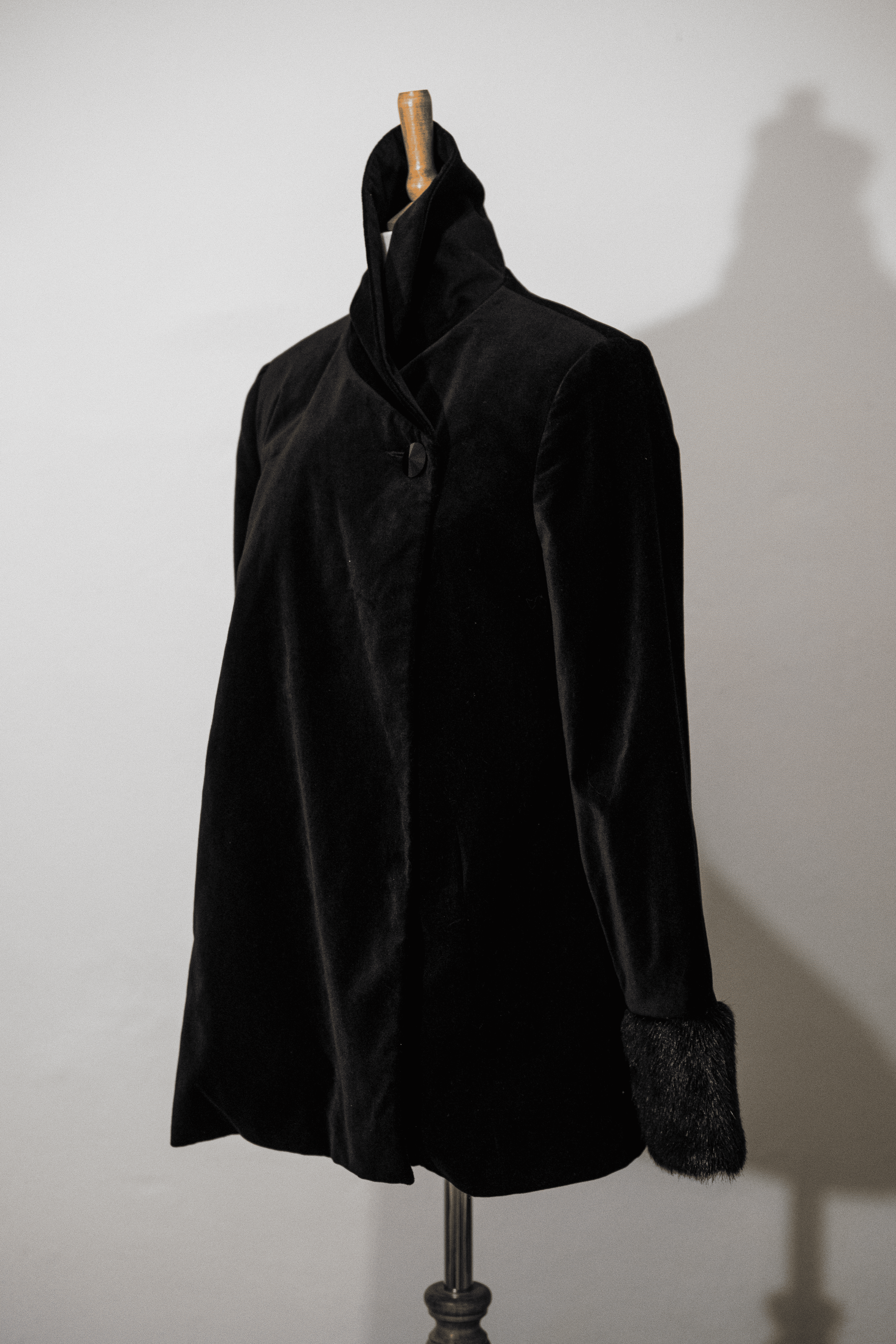 Velvet faux fur cuff jacket