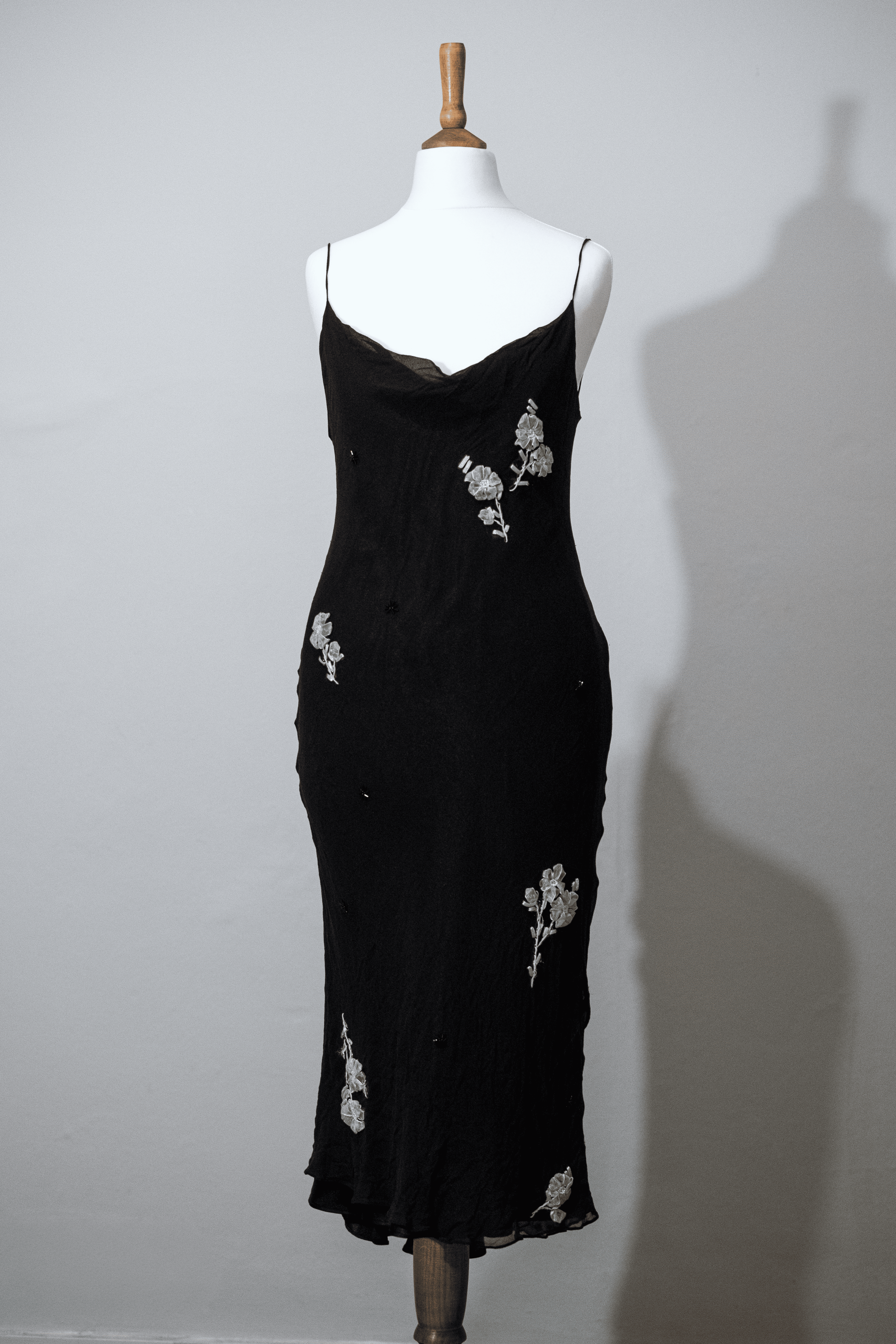 Black midi dress with embellishments