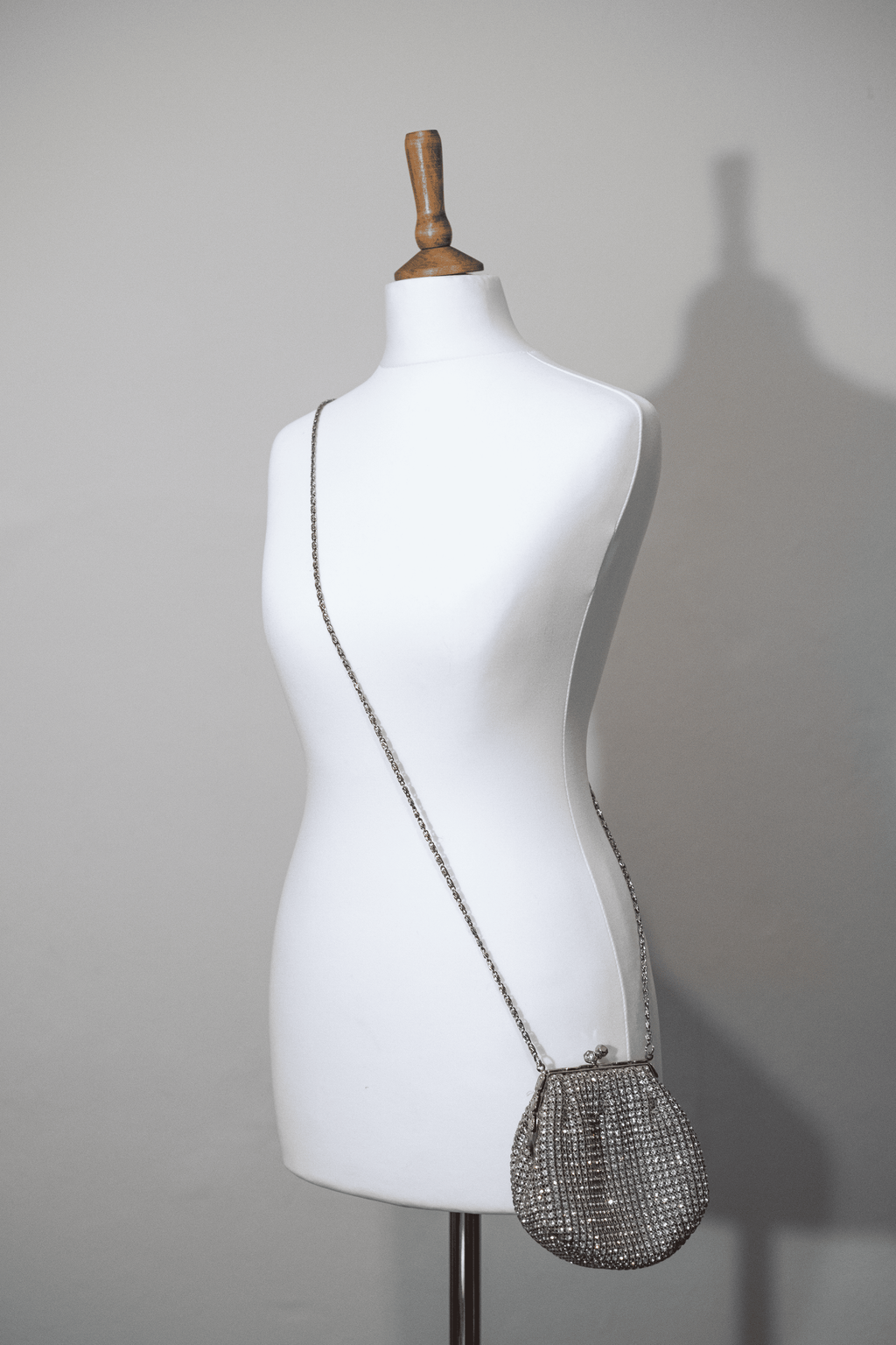 Silver diamante bag with chain strap