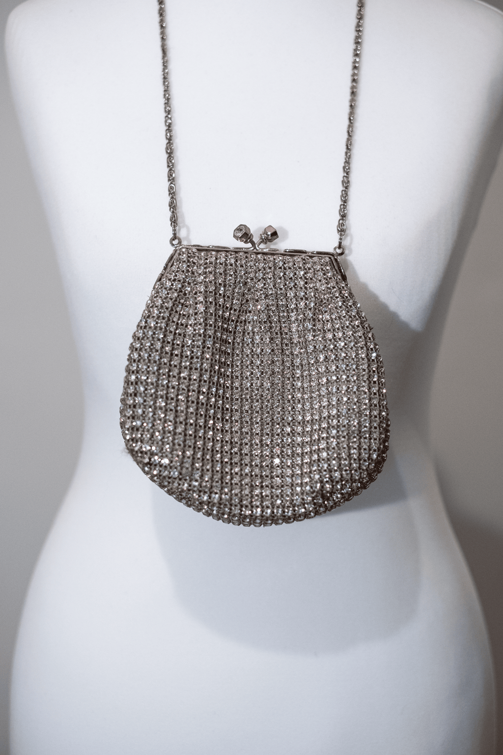 Silver diamante bag with chain strap