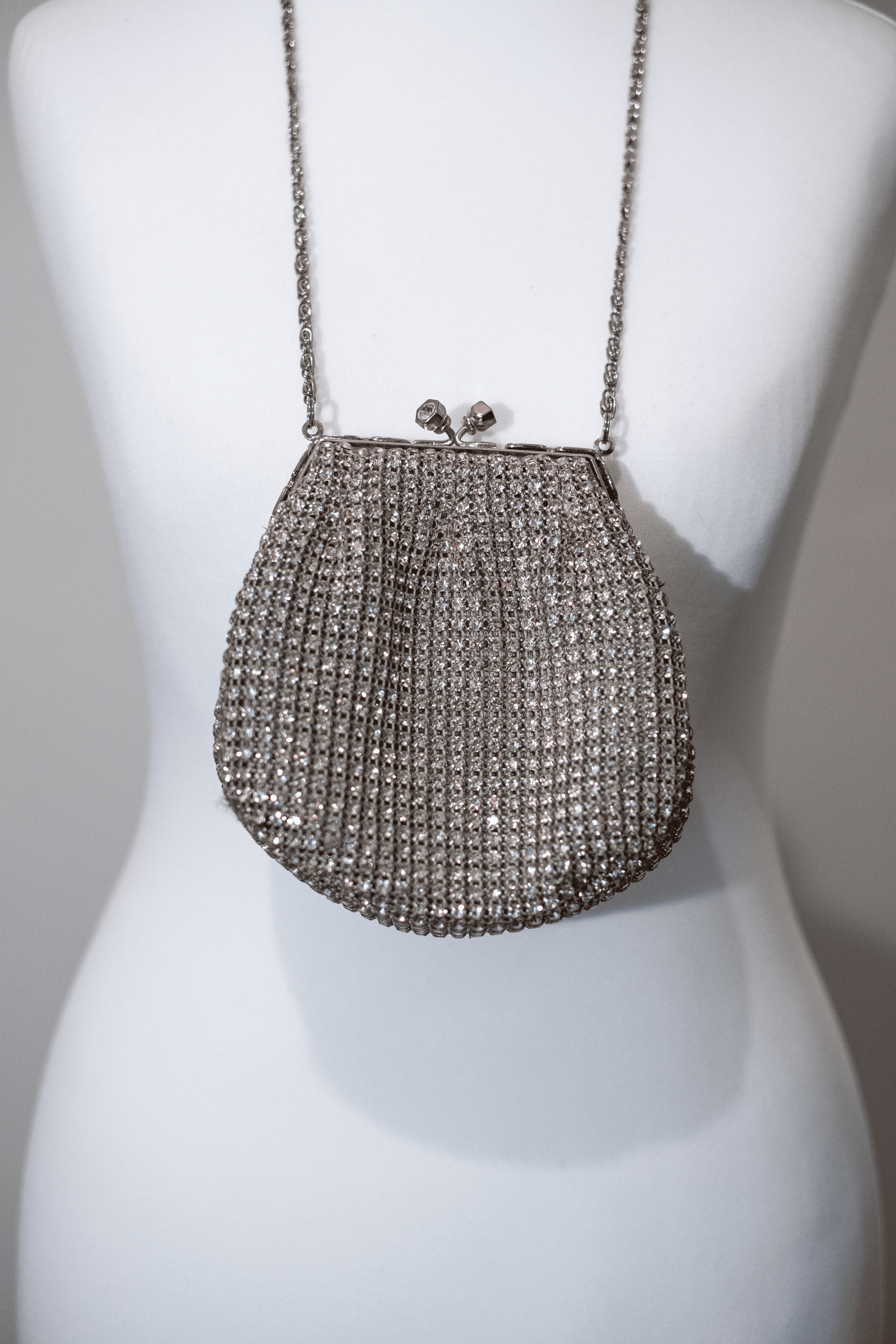 Silver diamante bag with chain strap