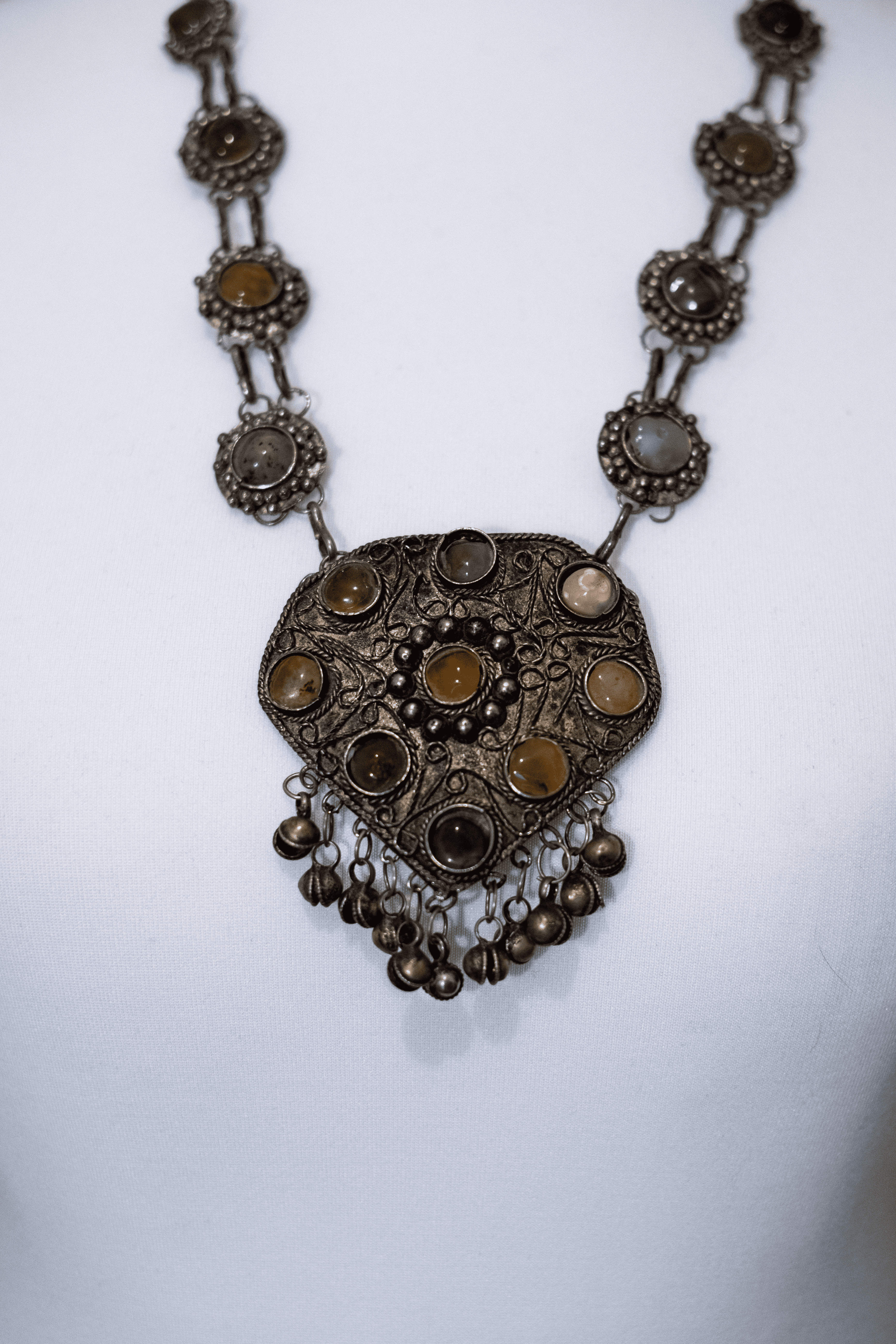 Ornate silver necklace