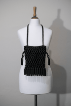 Tassel detail velvet bag