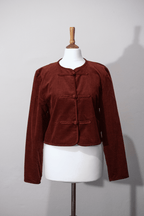 Red cropped frog closure jacket