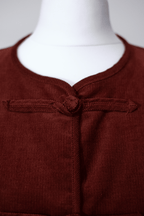 Red cropped frog closure jacket