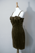 Velvet dress with flower corsages
