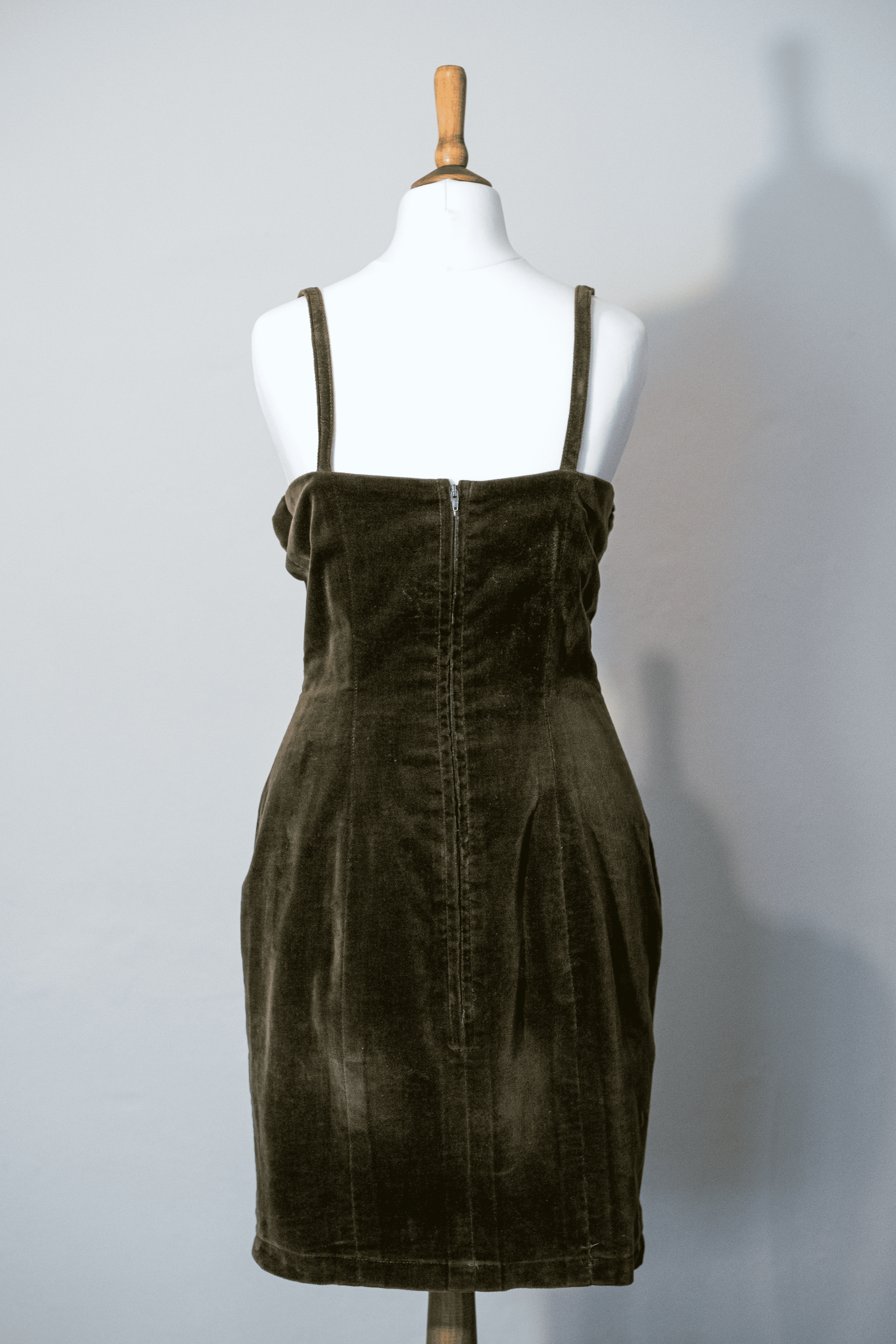 Velvet dress with flower corsages