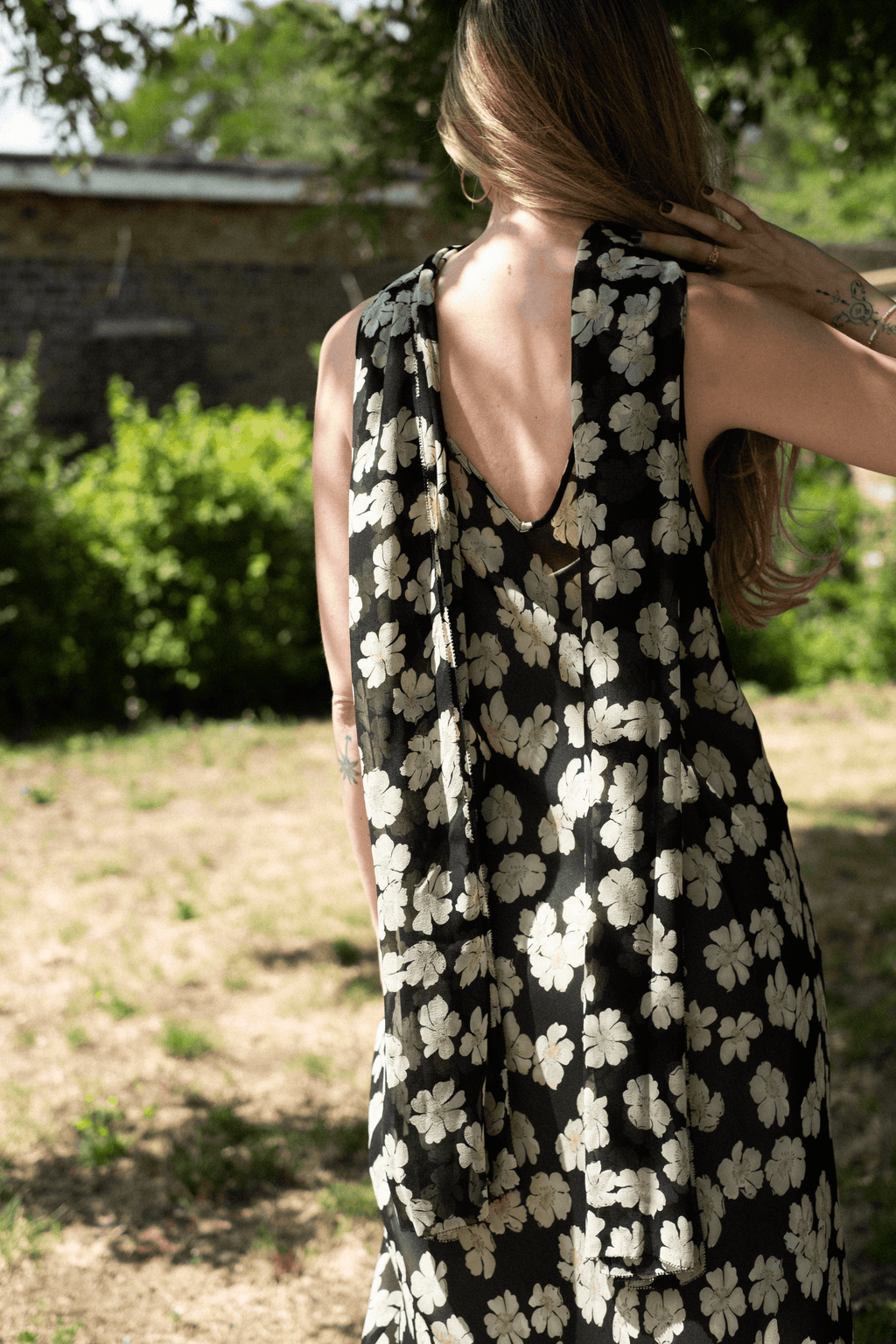 Floral maxi dress with matching scarf