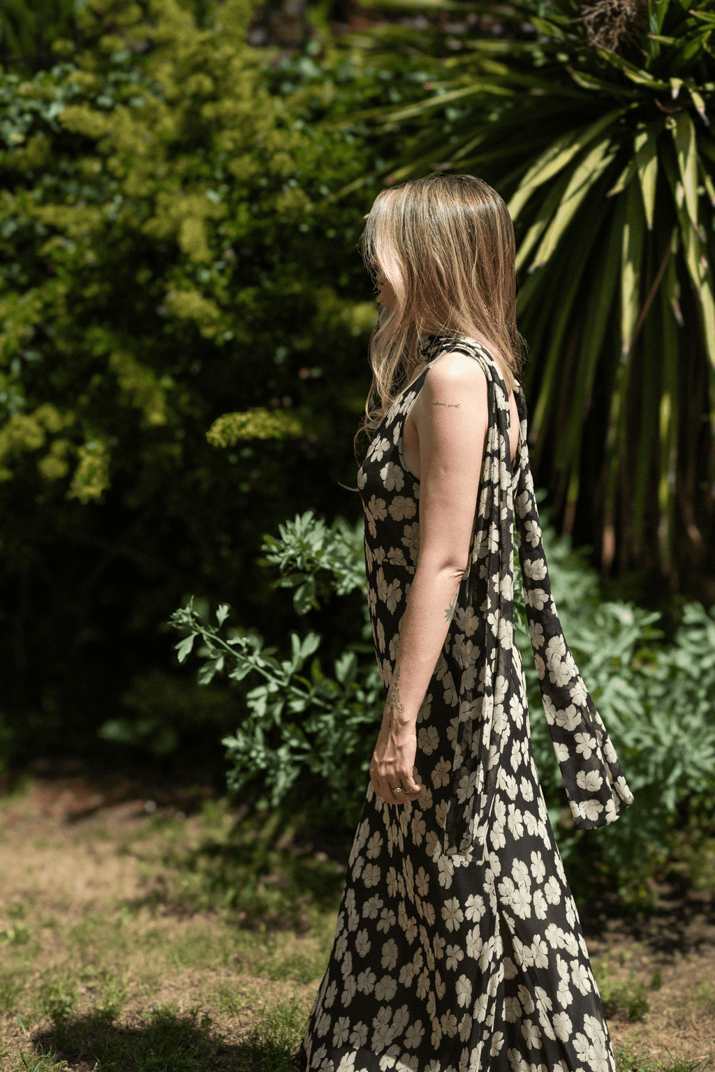 Floral maxi dress with matching scarf