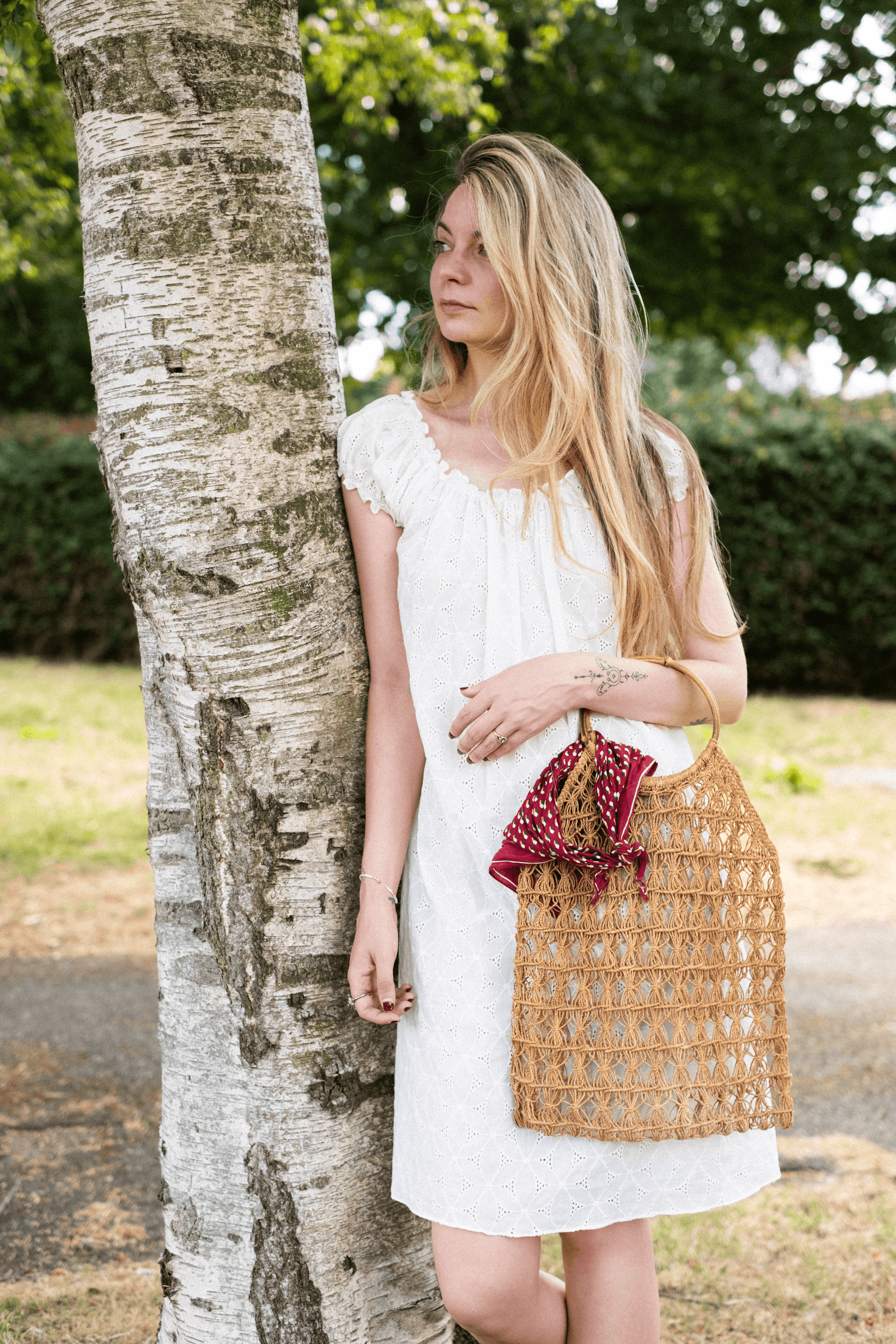 Vintage 70s bamboo woven bag