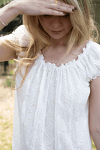 White cotton broderie anglaise dress